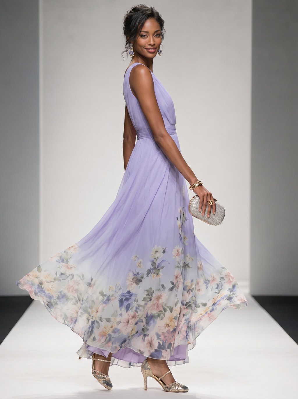 Floral Maxi Dress - Sleeveless V-Neck with Wide Straps for Summer Casual Wear