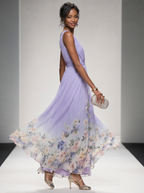 Floral Maxi Dress - Sleeveless V-Neck with Wide Straps for Summer Casual Wear