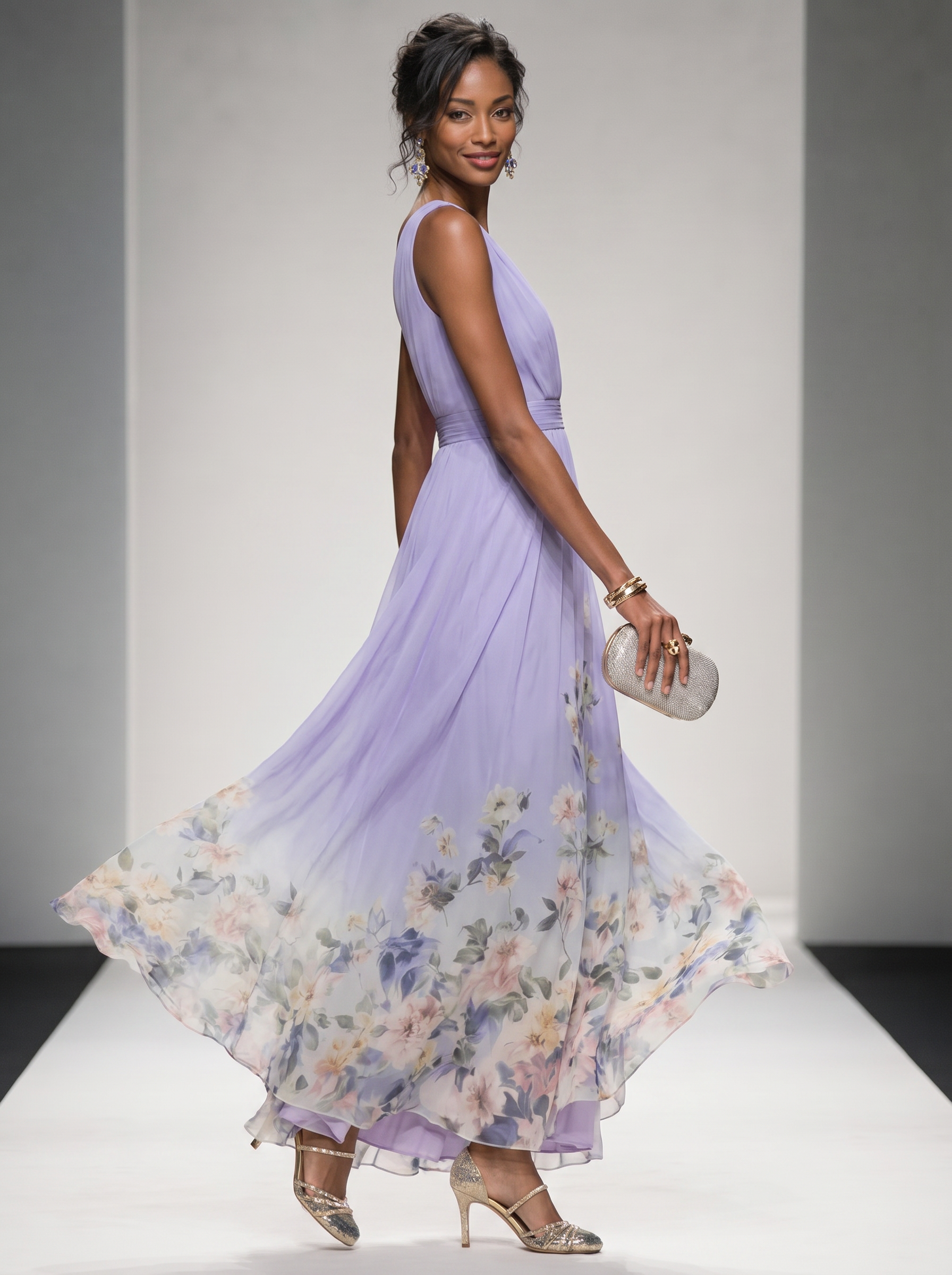 Floral Maxi Dress - Sleeveless V-Neck with Wide Straps for Summer Casual Wear