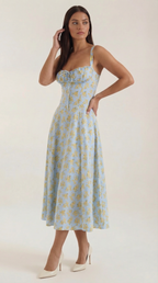 Floral Print Lightweight Midi Summer Dress for Casual Wear