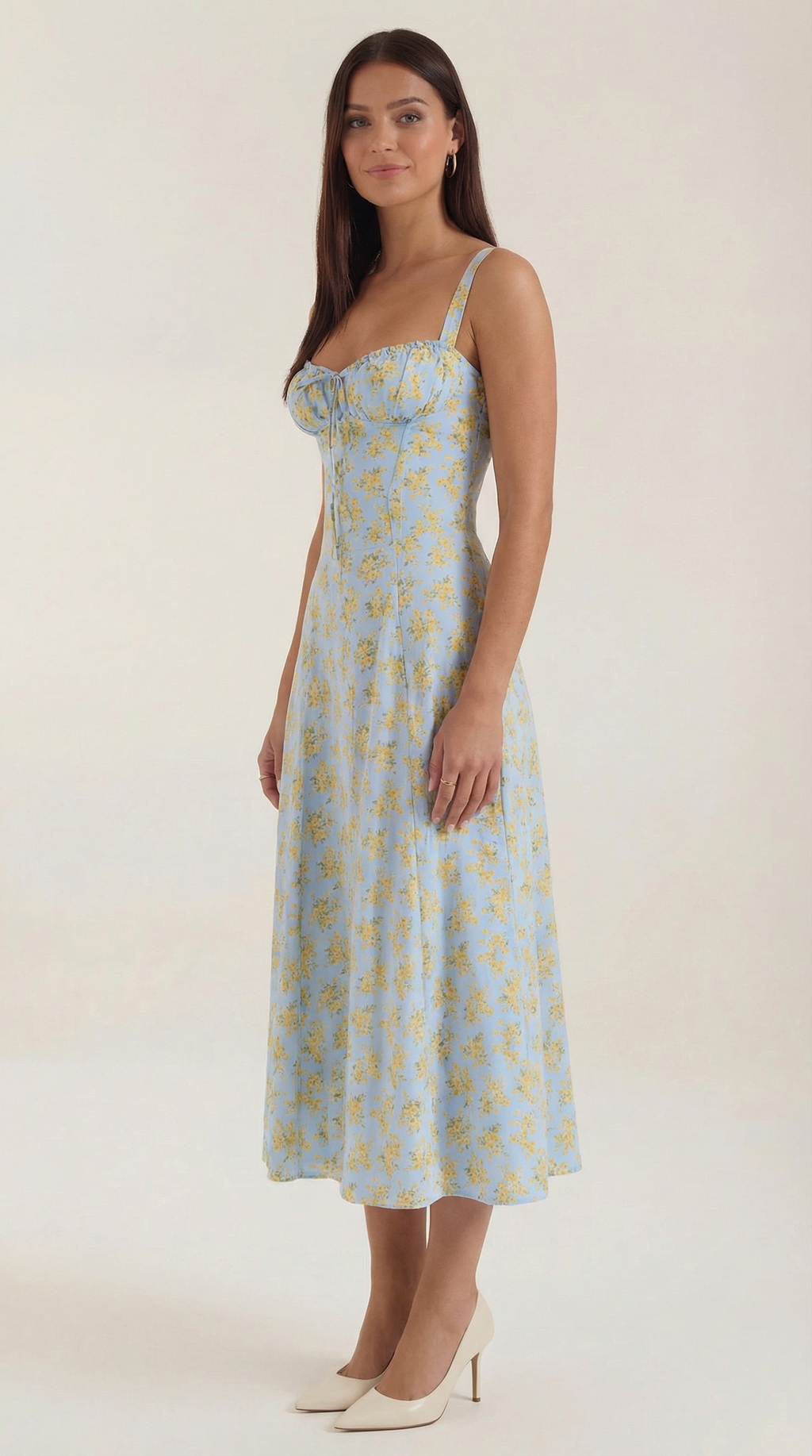 Floral Print Lightweight Midi Summer Dress for Casual Wear