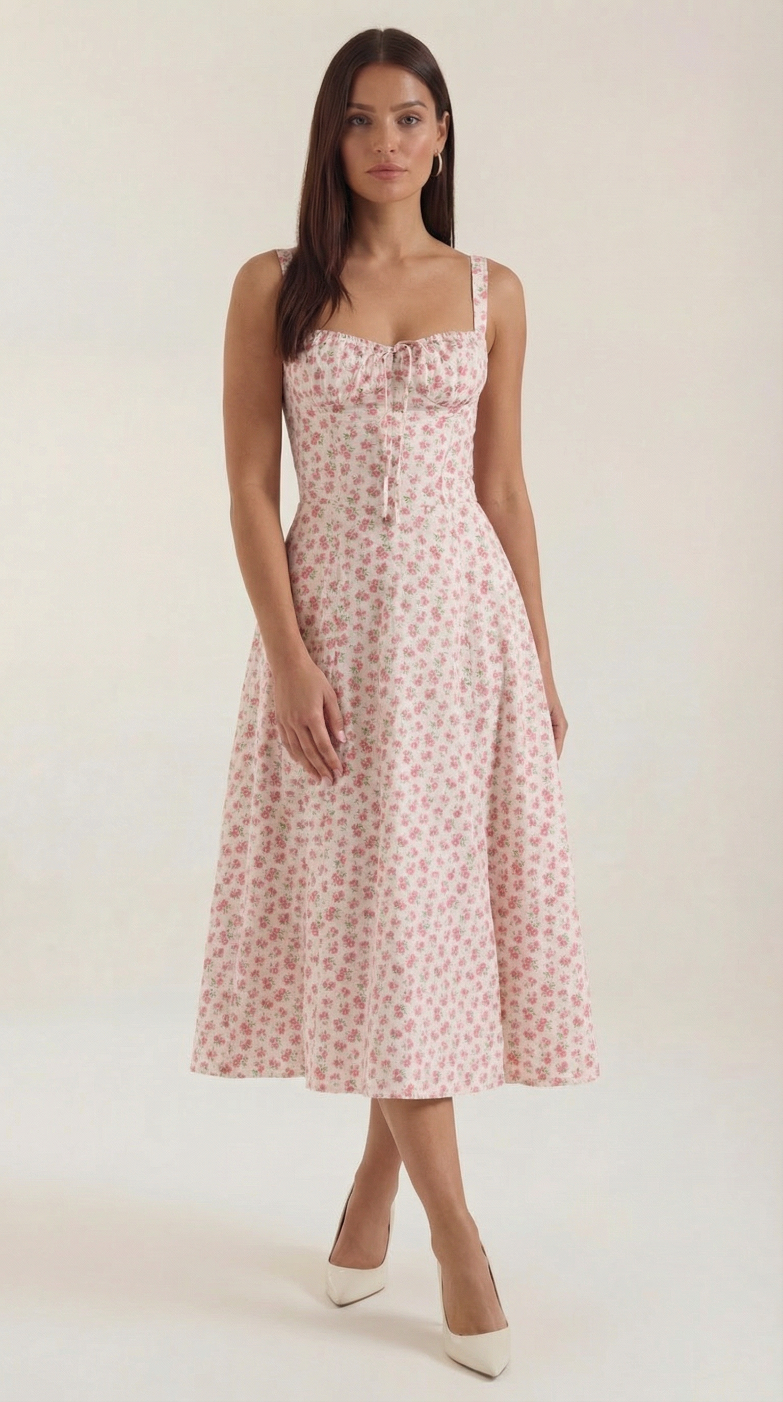 Floral Print Lightweight Midi Summer Dress for Casual Wear