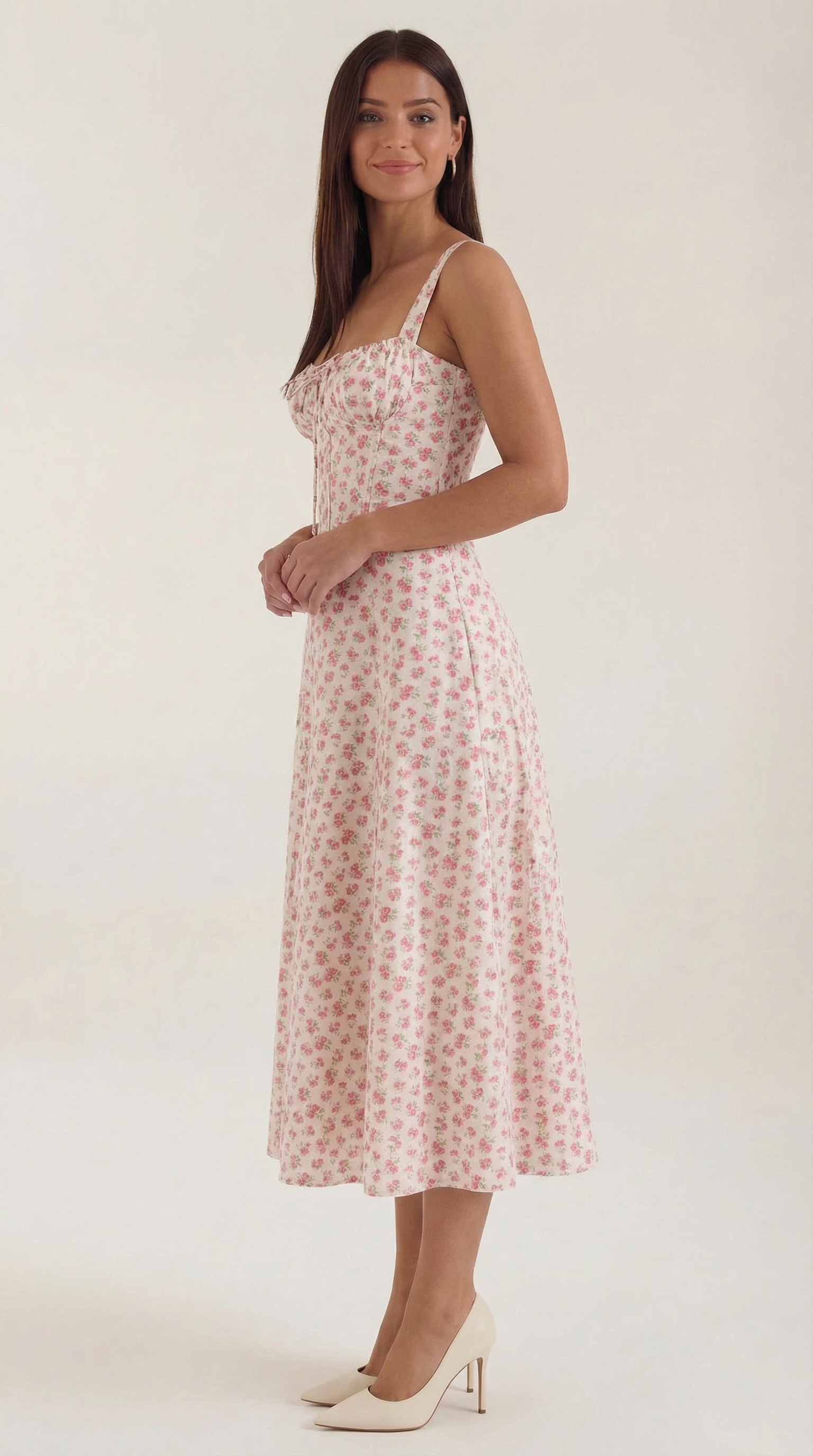 Floral Print Lightweight Midi Summer Dress for Casual Wear