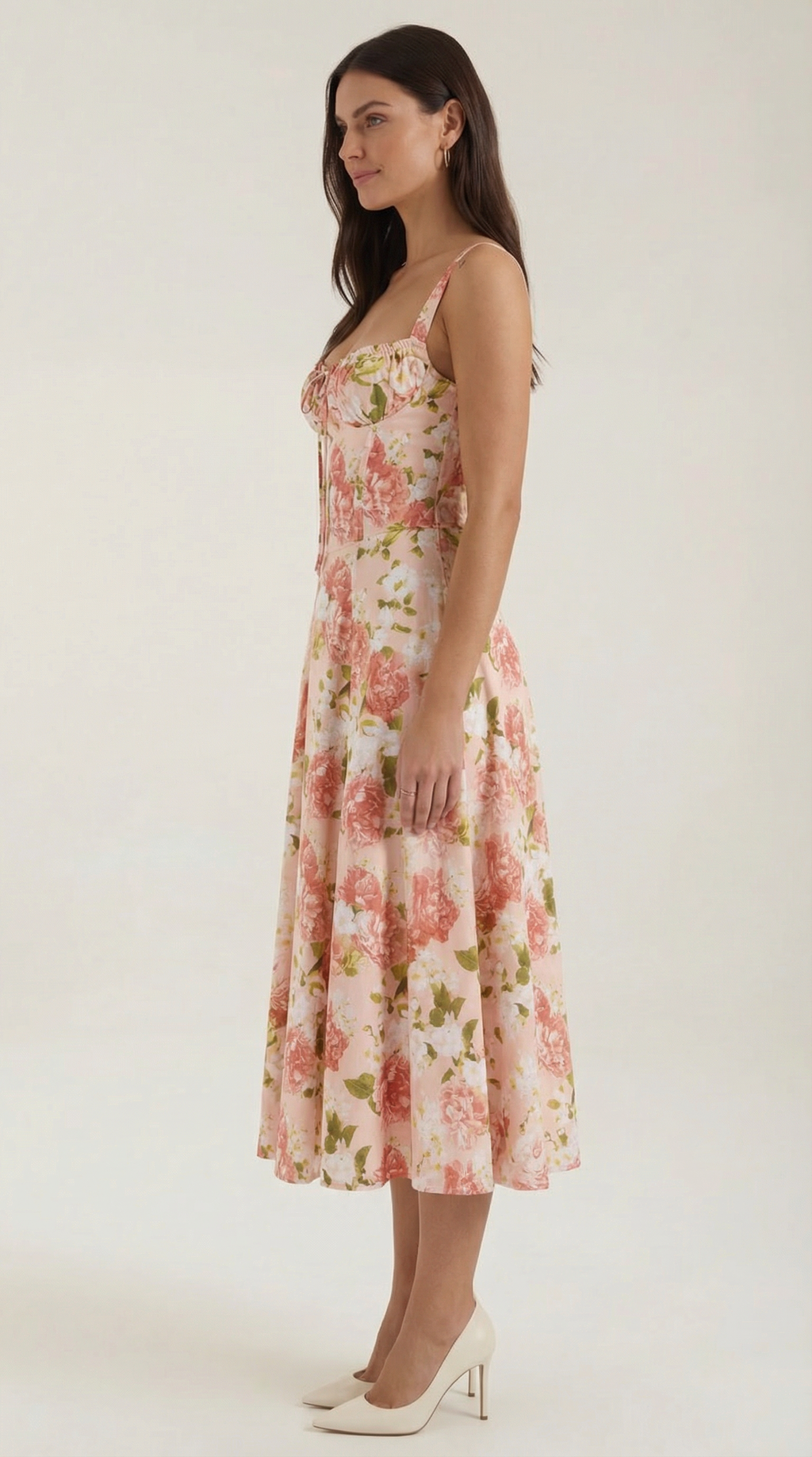 Floral Print Lightweight Midi Summer Dress for Casual Wear