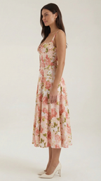 Floral Print Lightweight Midi Summer Dress for Casual Wear