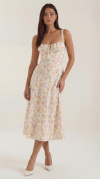 Floral Print Lightweight Midi Summer Dress for Casual Wear