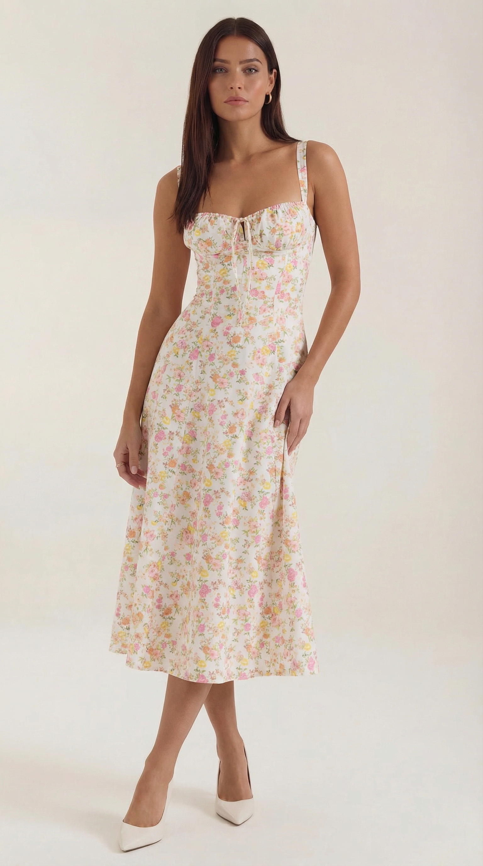 Floral Print Lightweight Midi Summer Dress for Casual Wear