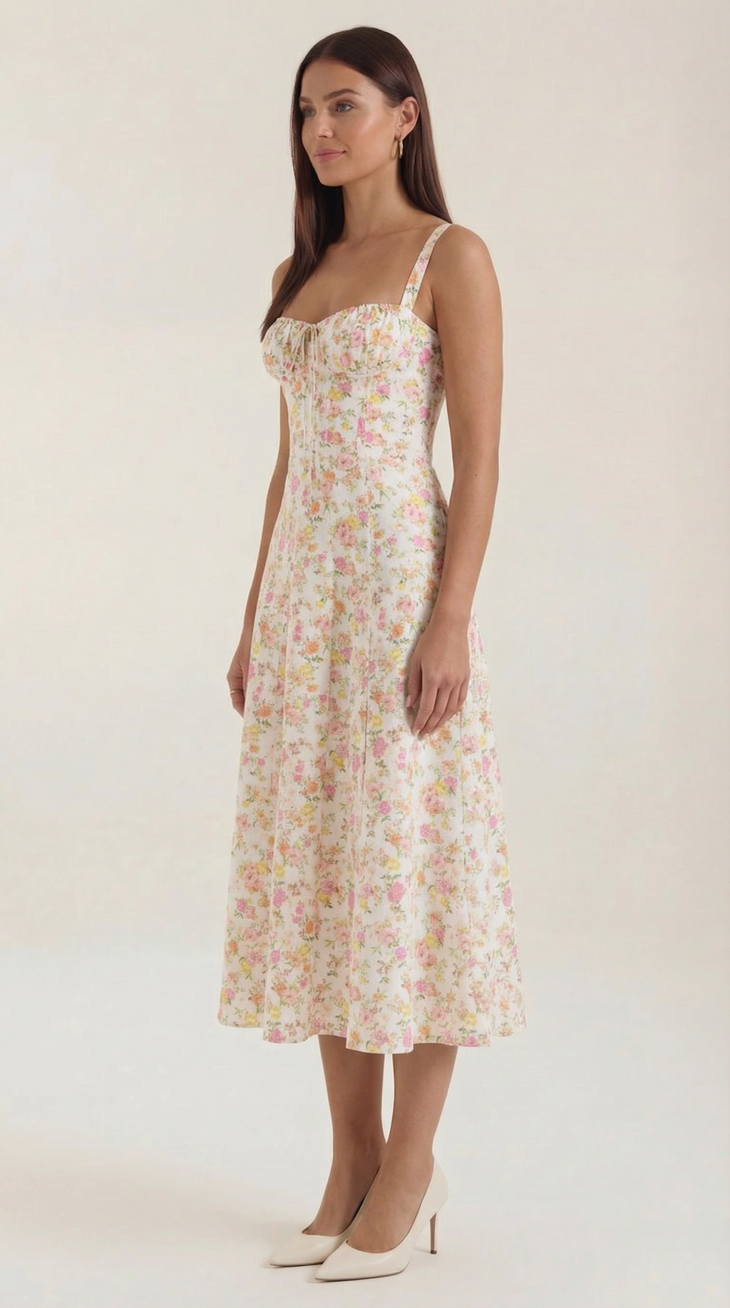 Floral Print Lightweight Midi Summer Dress for Casual Wear