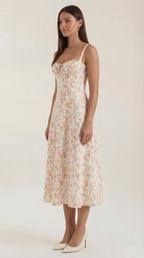 Floral Print Lightweight Midi Summer Dress for Casual Wear