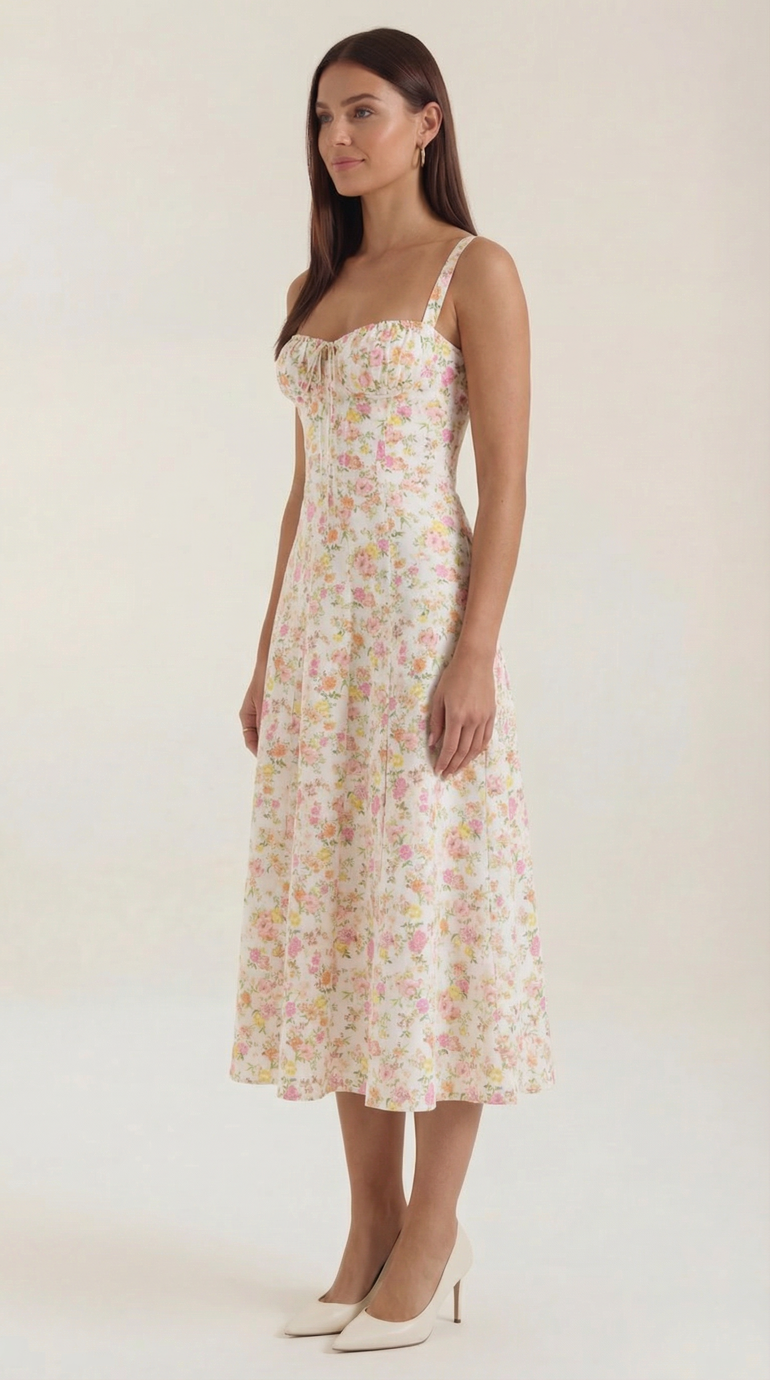 Floral Print Lightweight Midi Summer Dress for Casual Wear