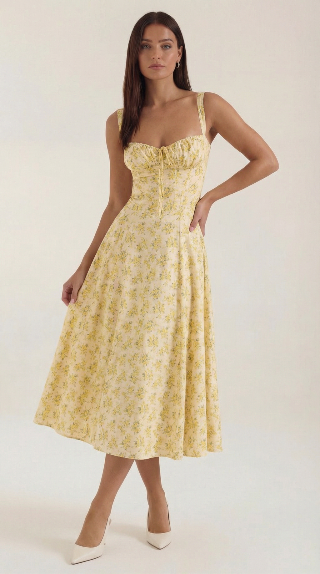 Floral Print Lightweight Midi Summer Dress for Casual Wear
