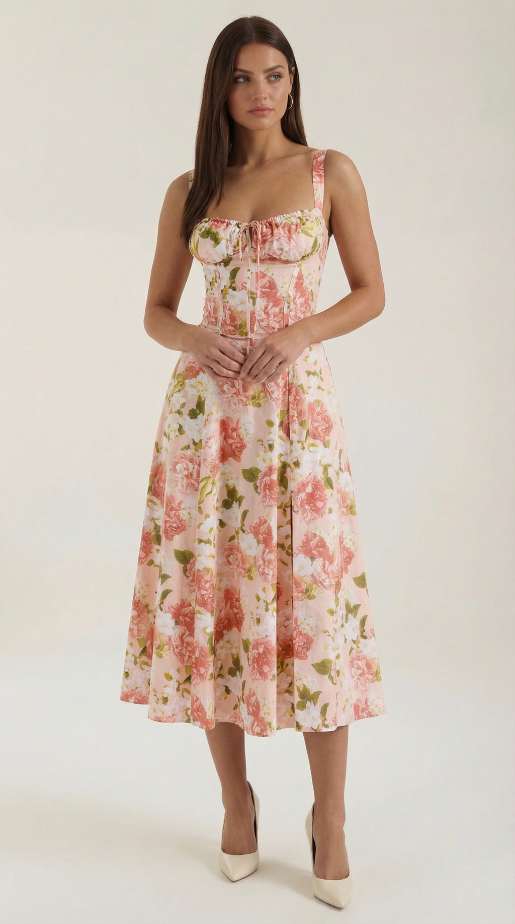 Floral Print Lightweight Midi Summer Dress for Casual Wear