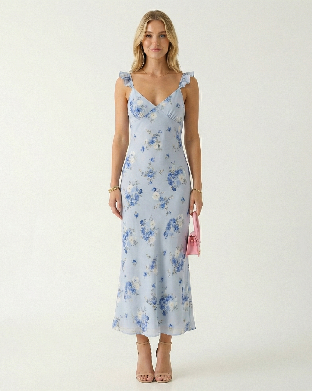 Floral Spaghetti Strap Midi Dress - Backless Summer Style for Women
