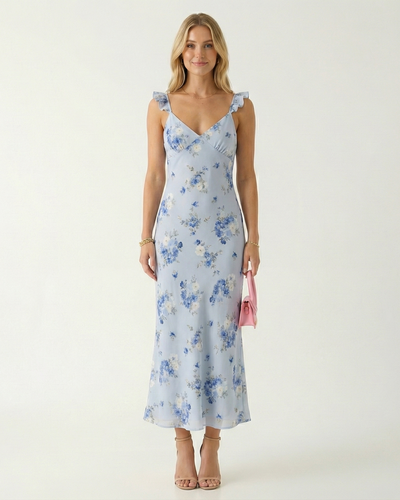 Floral Spaghetti Strap Midi Dress - Backless Summer Style for Women