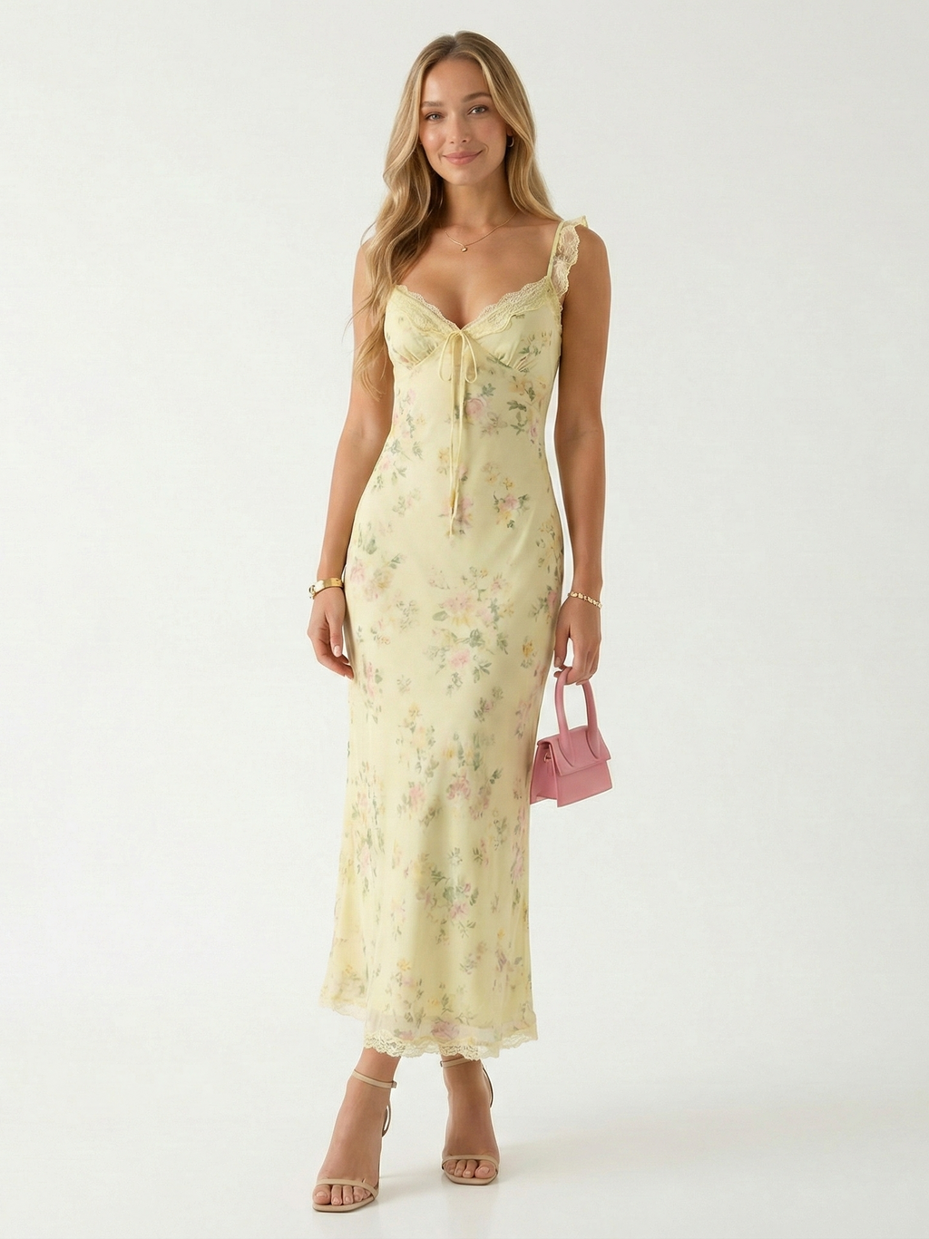 Floral Spaghetti Strap Midi Dress - Backless Summer Style for Women