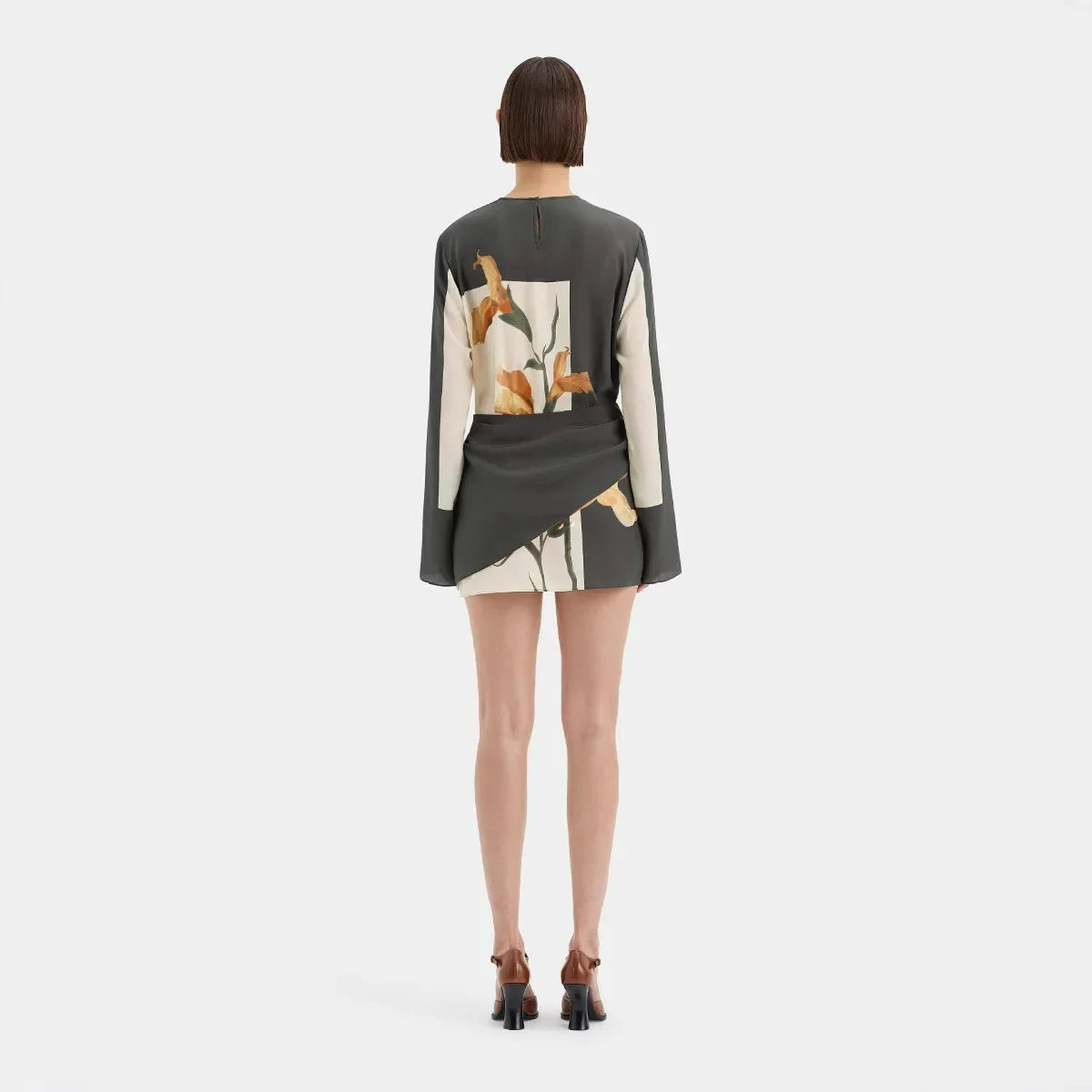 Floral Twist Mini Cocktail Dress - Lightweight Fabric - Elegant Party Wear - Perfect for Special Occasions
