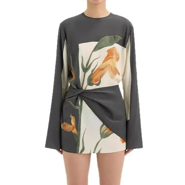 Floral Twist Mini Cocktail Dress - Lightweight Fabric - Elegant Party Wear - Perfect for Special Occasions