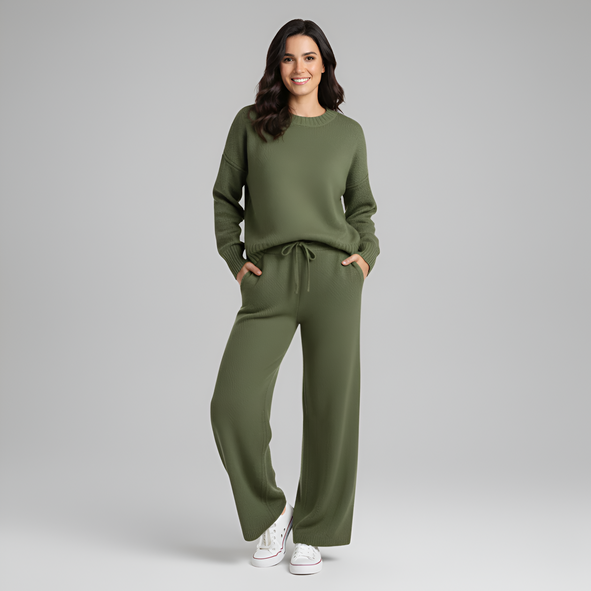 Soft Knit Women's Loungewear Set - Comfortable Casual Outfit for Relaxation and Home Wear
