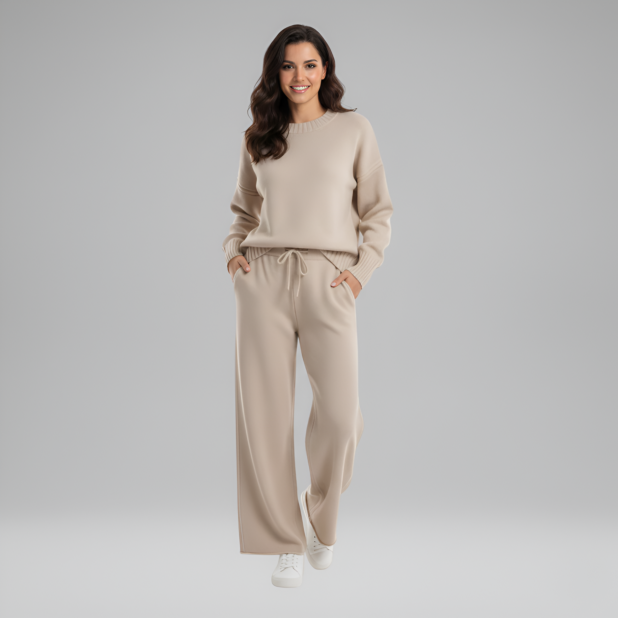 Soft Knit Women's Loungewear Set - Comfortable Casual Outfit for Relaxation and Home Wear