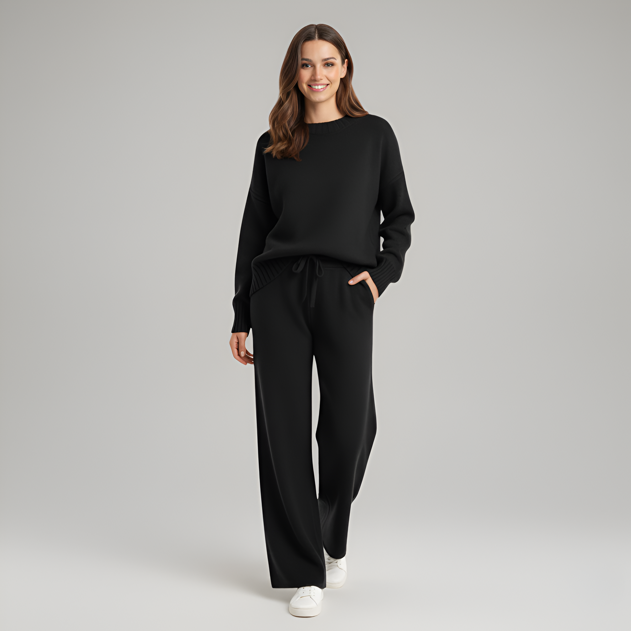Soft Knit Women's Loungewear Set - Comfortable Casual Outfit for Relaxation and Home Wear