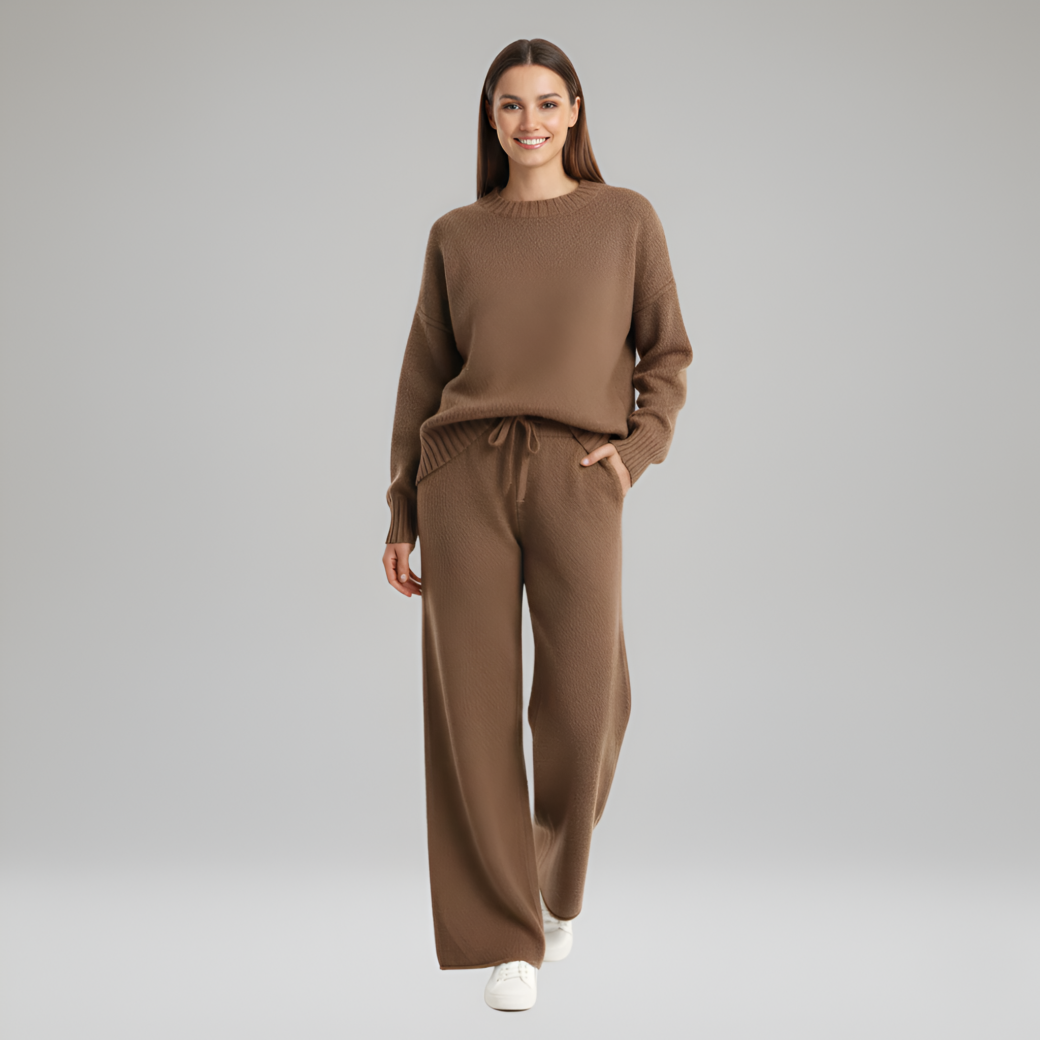 Soft Knit Women's Loungewear Set - Comfortable Casual Outfit for Relaxation and Home Wear