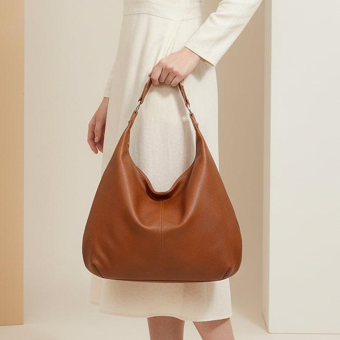 Casual Leather Hobo Bag - Everyday Use, Soft Leather, Stylish Design