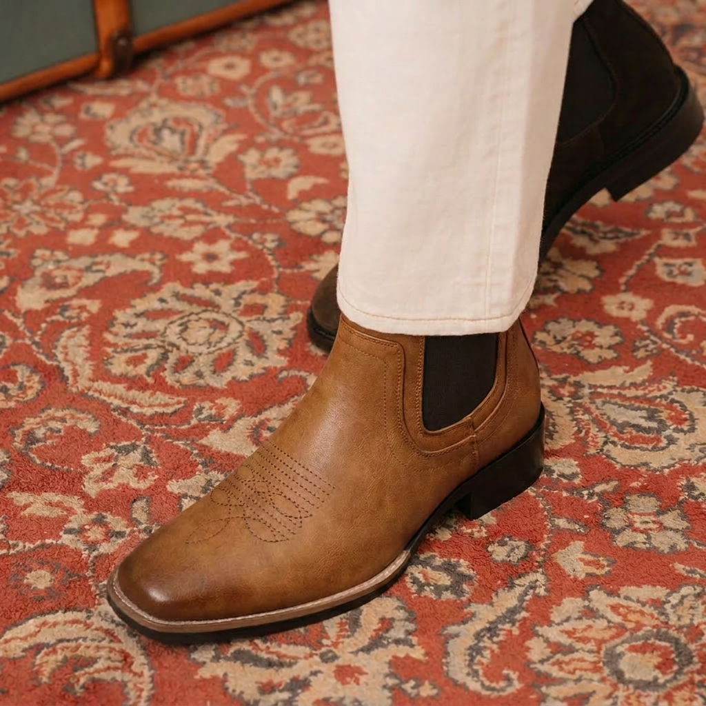 Glossy Italian Leather Men's Boots UK – Luxury Polished Finish for Formal Looks, Smart Casual Evening