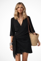 Short Sleeve Wrap Mini Dress for Women UK – Summer Holiday & Brunch Outfit