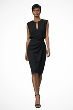 Cap Sleeve Wrap Midi Dress for Women UK – Wedding Guest Cocktail Dress & Formal Attire