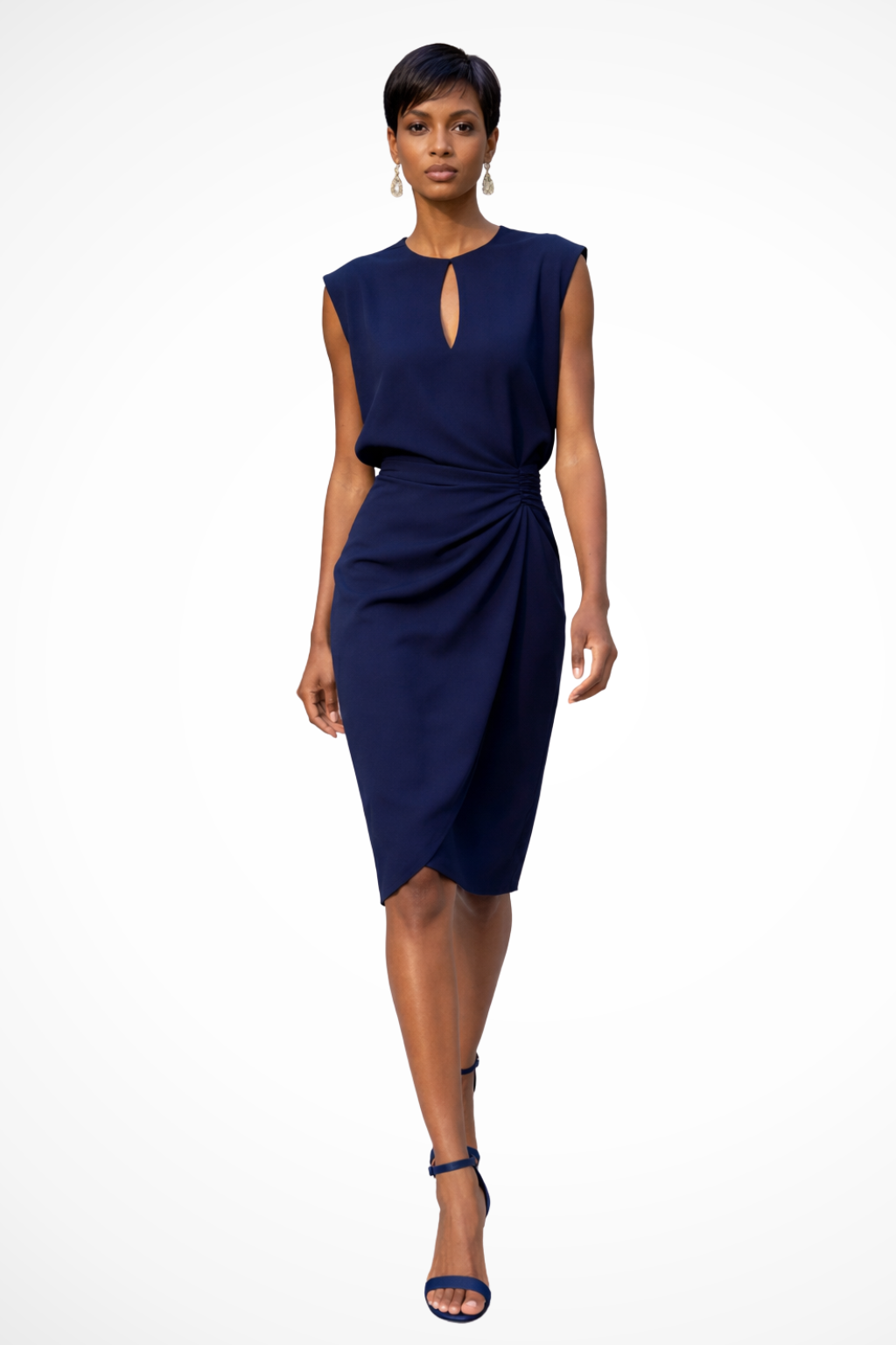 Cap Sleeve Wrap Midi Dress for Women UK – Wedding Guest Cocktail Dress & Formal Attire