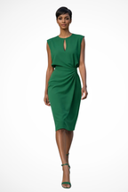 Cap Sleeve Wrap Midi Dress for Women UK – Wedding Guest Cocktail Dress & Formal Attire