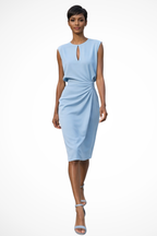 Cap Sleeve Wrap Midi Dress for Women UK – Wedding Guest Cocktail Dress & Formal Attire