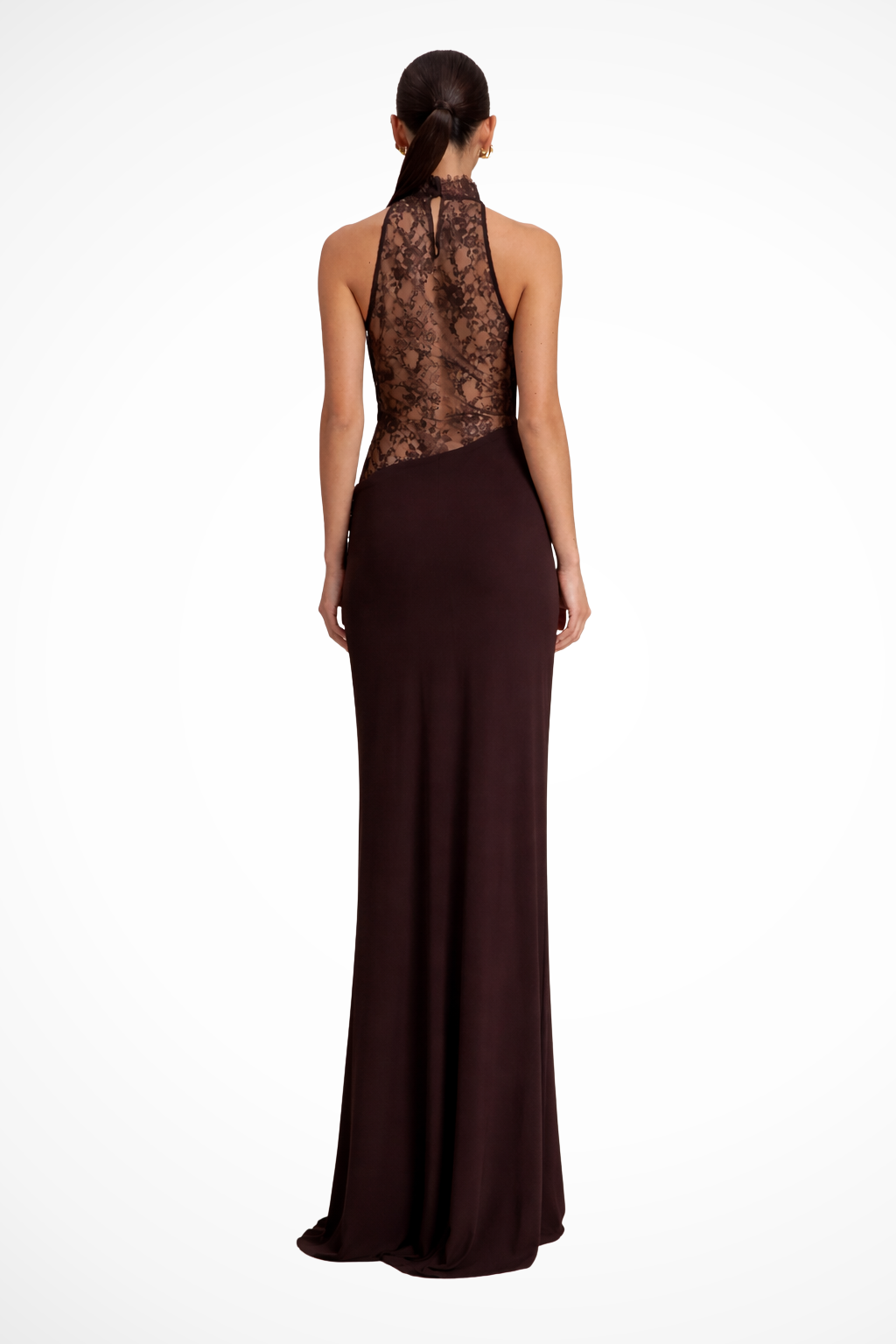 Halter Neck Lace Panel Maxi Dress for Women - Sleeveless Wedding Guest Attire