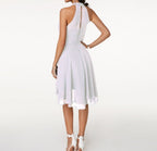 Halter Neck Midi Dress for Women - Elegant Cocktail Party Style - Comfortable Fabric - Perfect for Evening Events