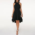 Halter Neck Midi Dress for Women - Elegant Cocktail Party Style - Comfortable Fabric - Perfect for Evening Events