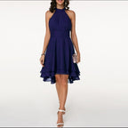 Halter Neck Midi Dress for Women - Elegant Cocktail Party Style - Comfortable Fabric - Perfect for Evening Events