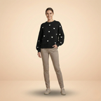 Heart Pattern Knit Pullover Sweater for Women - Cozy Casual Wear