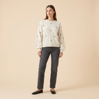 Heart Pattern Knit Pullover Sweater for Women - Cozy Casual Wear
