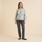 Heart Pattern Knit Pullover Sweater for Women - Cozy Casual Wear