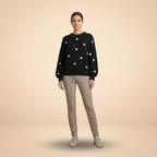 Heart Pattern Knit Pullover Sweater for Women - Cozy Casual Wear