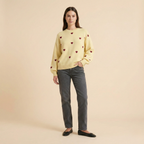 Heart Pattern Knit Pullover Sweater for Women - Cozy Casual Wear