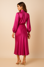 High Neck Midi Dress for Women - Elegant High Waist Design - Perfect for Formal Events and Special Occasions