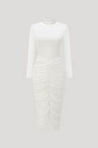 High Neck Midi Dress in Soft Fabric - Elegant Casual Wear for Women