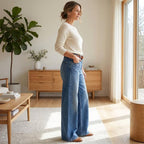 High-Waisted Wide Leg Jeans for Women - Retro Style Denim Trousers