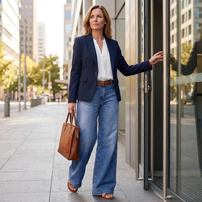 High-Waisted Wide Leg Jeans for Women - Retro Style Denim Trousers