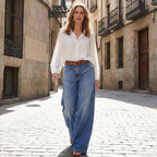 High-Waisted Wide Leg Jeans for Women - Retro Style Denim Trousers
