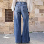 High-Waisted Wide Leg Jeans for Women - Retro Style Denim Trousers
