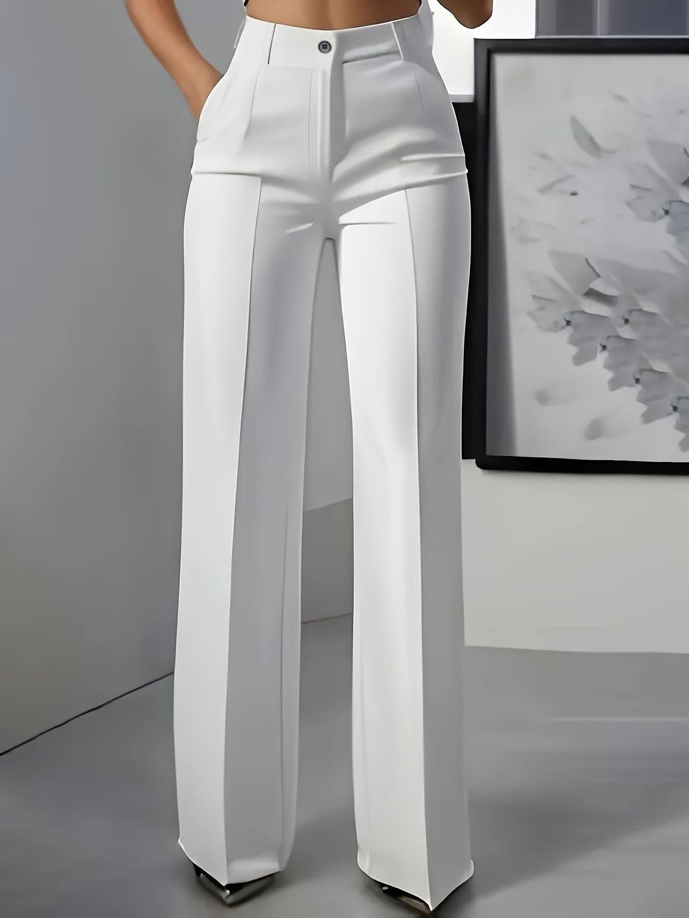 High-Waisted Women's Pants with Elastic Waistband for Casual Wear