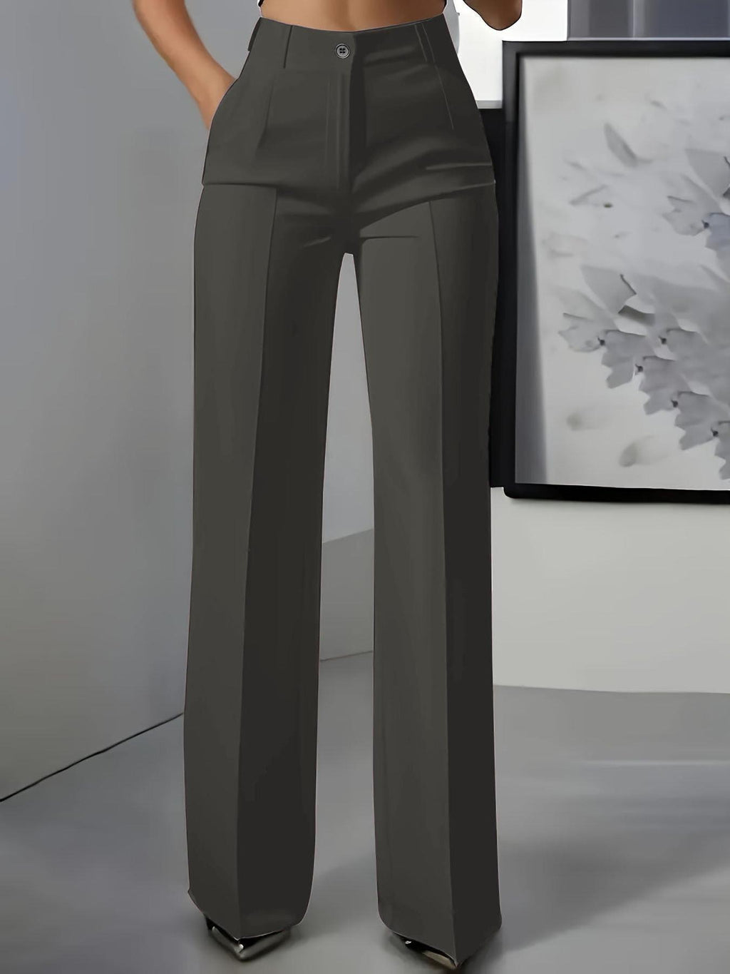 High-Waisted Women's Pants with Elastic Waistband for Casual Wear