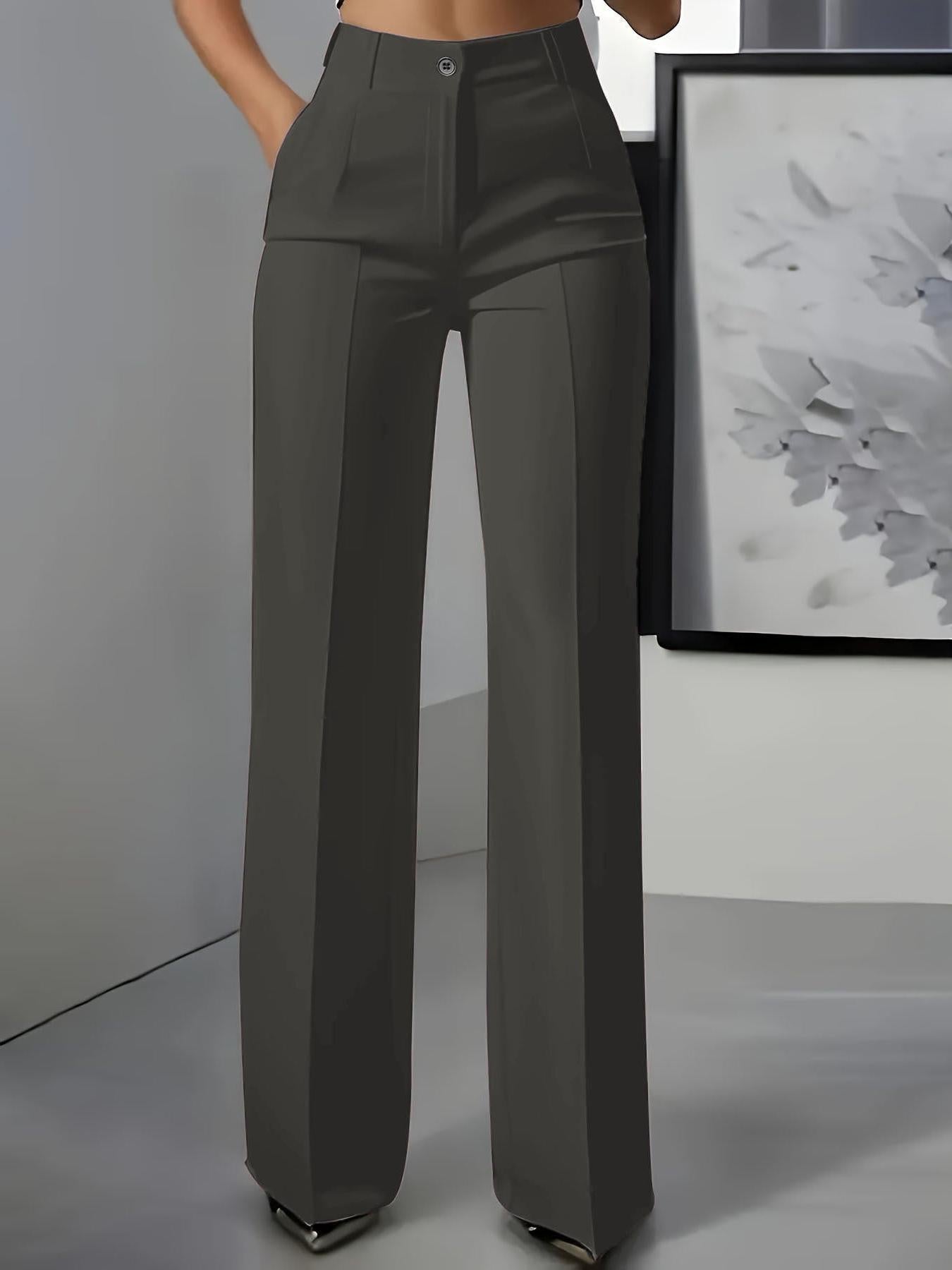 High-Waisted Women's Pants with Elastic Waistband for Casual Wear